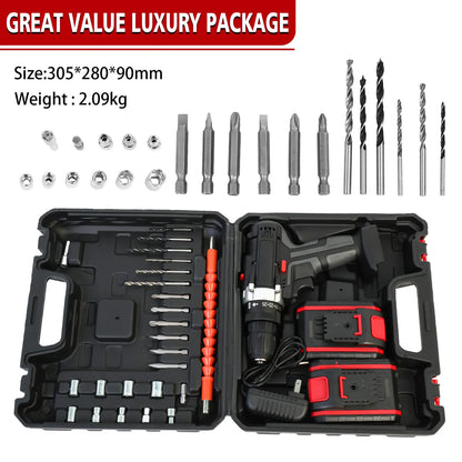 21V Cordless Drill Impact Driver with 2 Batteries