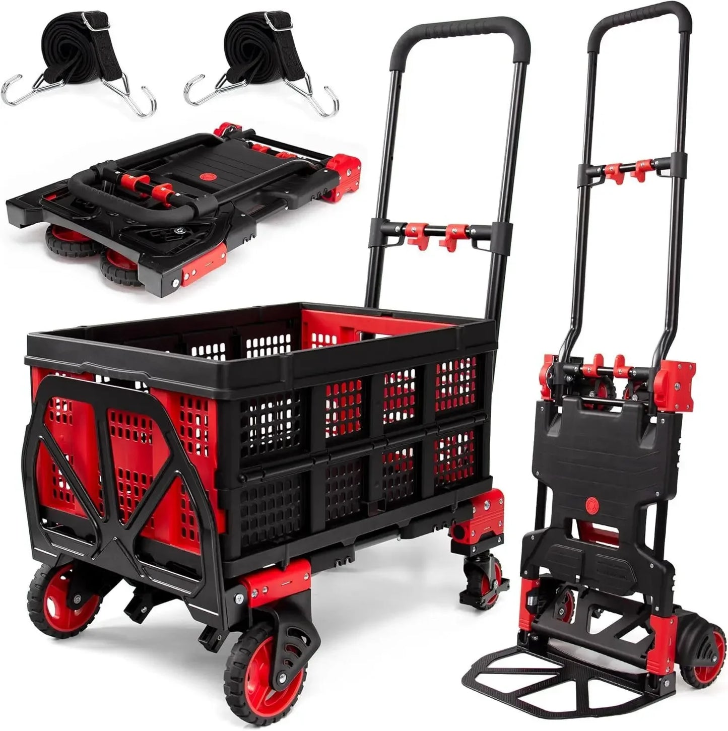 2-in-1 Folding Hand Truck with Basket, 330 lbs