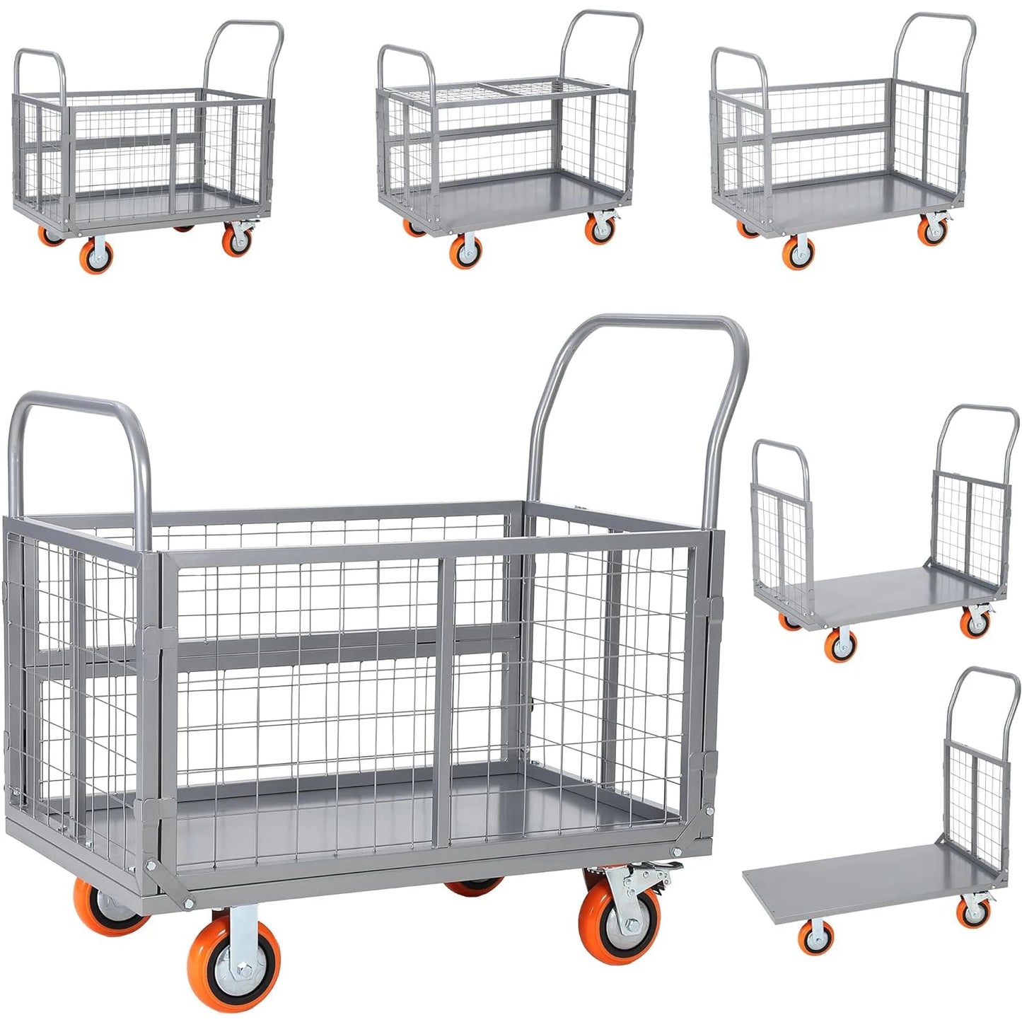 6-in-1 Platform Truck Cart with Cage 1800 lbs