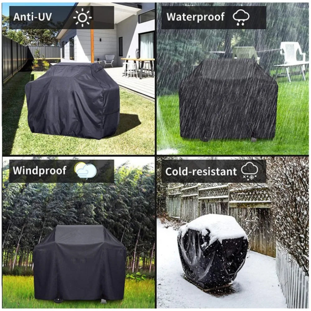 Windproof Durable BBQ Grill Covers Waterproof Heavy Duty Barbecue Cover 210D Oxford Cloth Anti UV For Outdoor Garden