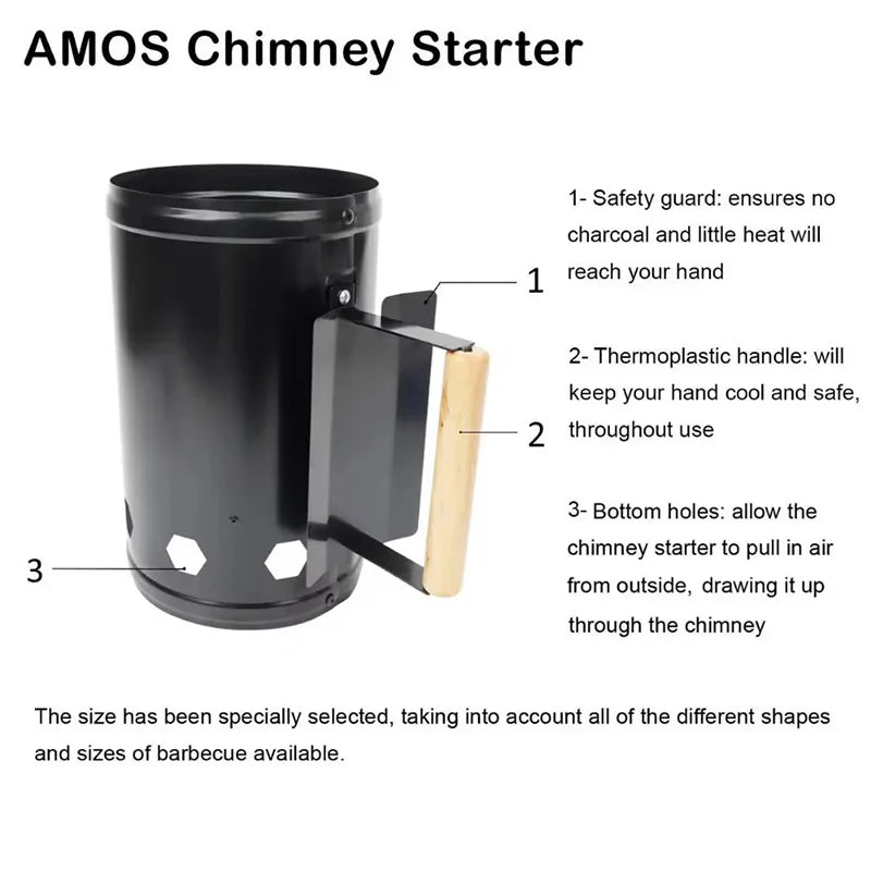 Camping Barbecue Can Charcoal Barrel Carbon Stove Charcoal Lighter Chimney Quick Fire Coal Starter Can Lighting Barrel