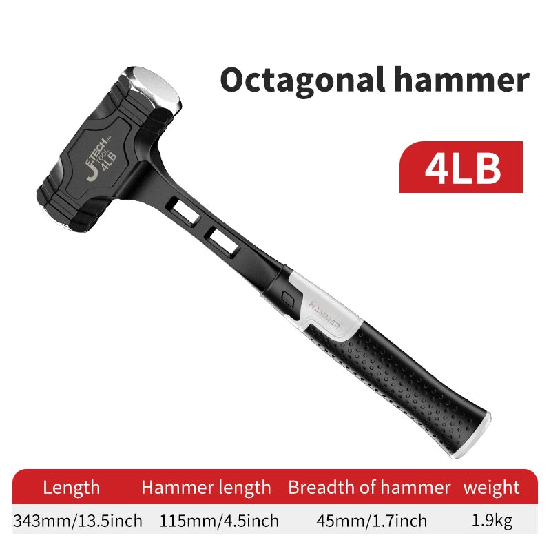 High Carbon Steel Octagonal Hammer Construction Site Professional Bush Hammer Anti-slip Handle Industrial Grade Hand Tools