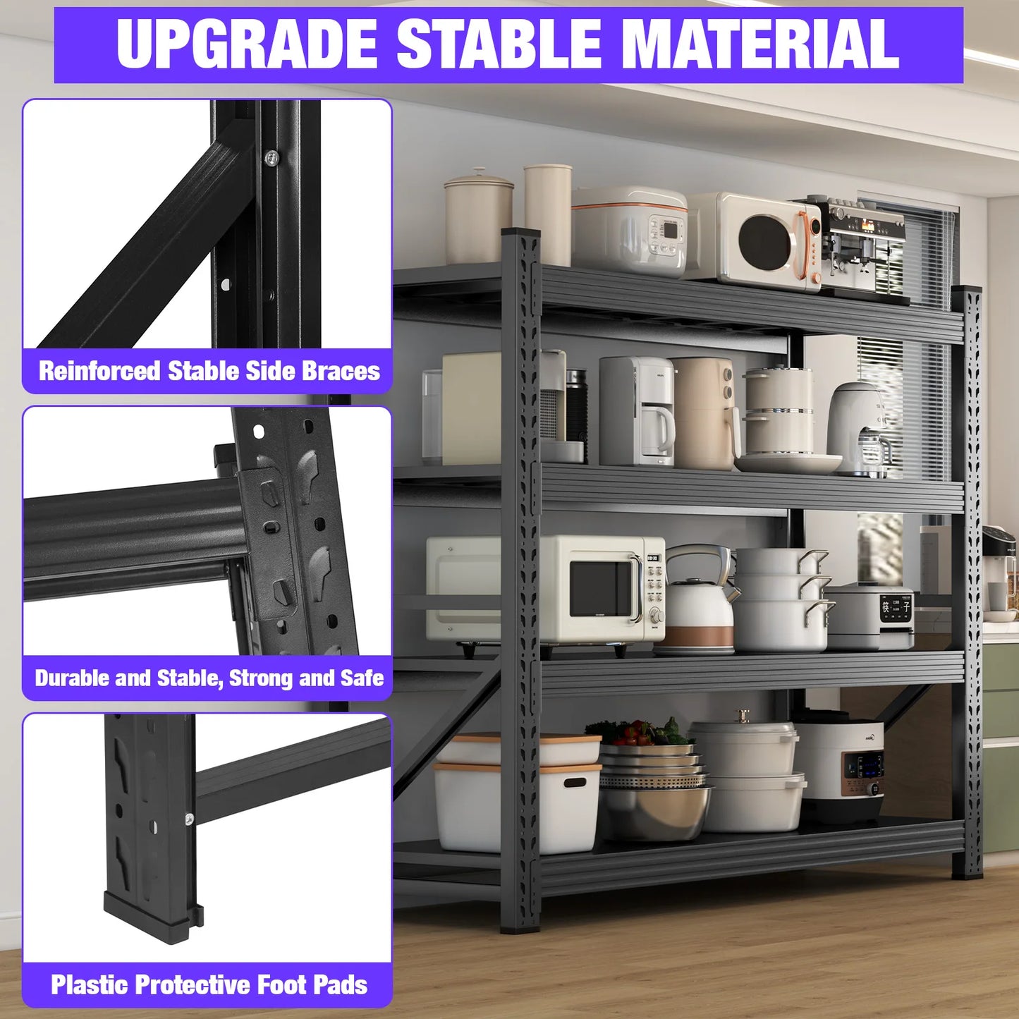 Garage Shelving 6000 lbs Heavy Duty, 4/5 Tier