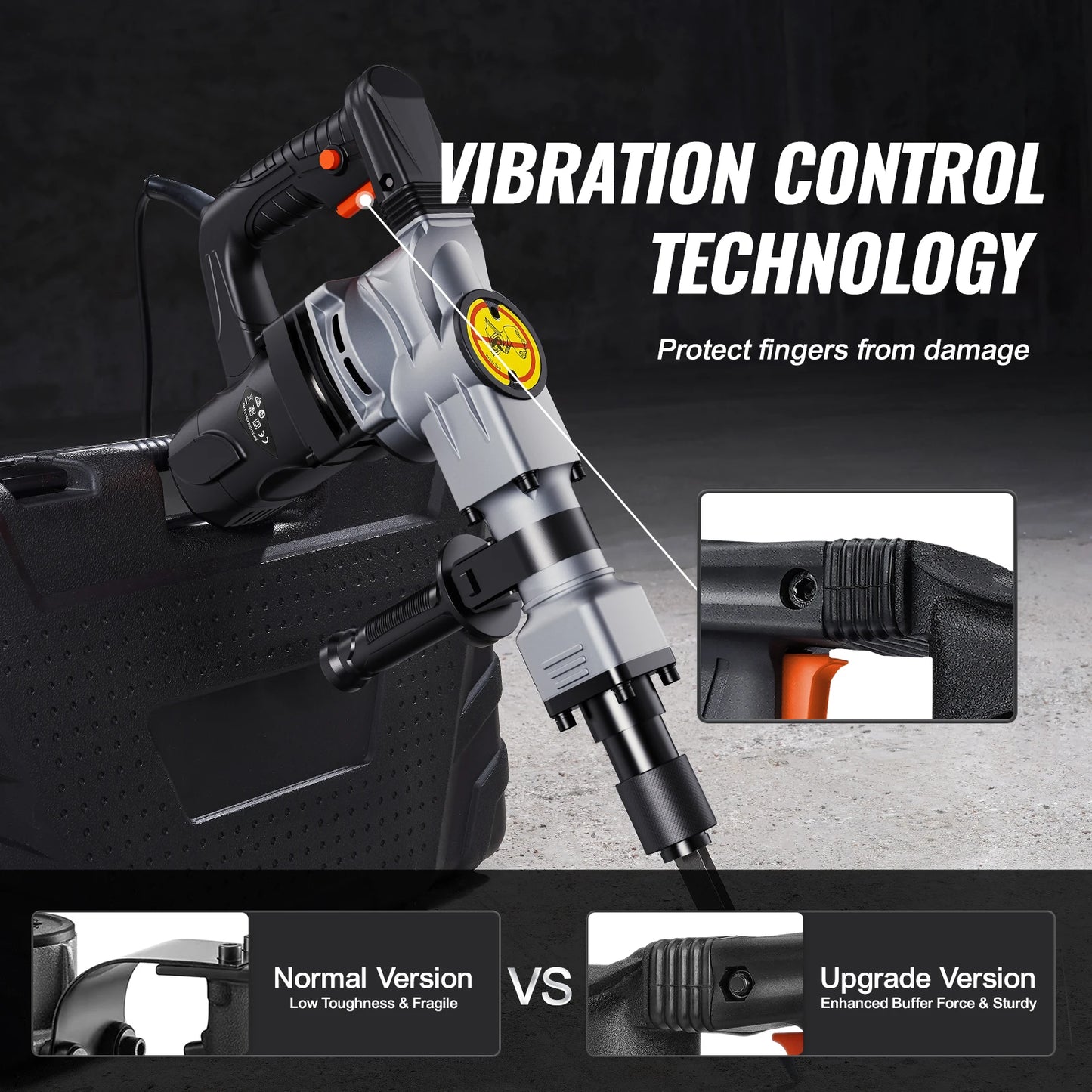 1400W Demolition Jack Hammer with Case & Gloves