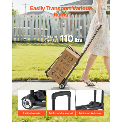 Folding Hand Truck 110 lbs - Collapsible Luggage Cart