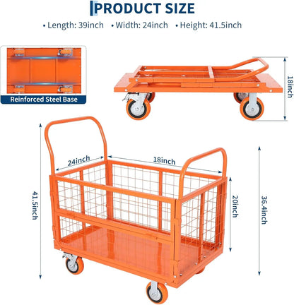 6-in-1 Platform Truck Cart with Cage 1800 lbs