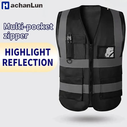 Traffic Riding Reflective Vest - Multi-Pocket Zip