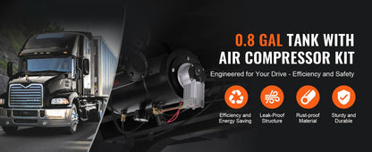 12V Train Horn Air Compressor with 3L Tank, 120 PSI