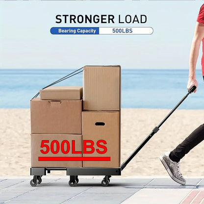 Heavy Duty Folding Hand Truck 500 lbs - 6 Wheels