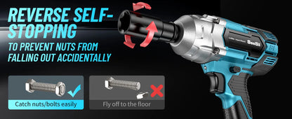 Cordless Impact Wrench 650Nm 1/2" with 2 Batteries