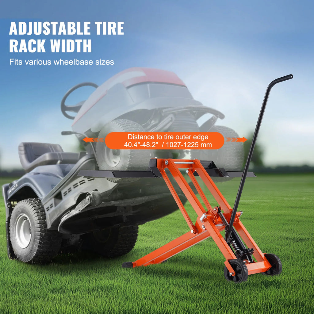 Lawn Mower Lift with Hydraulic/Threaded jack, 500/880 Lbs Adjustable Movable Lawn Lifter for Lawn Mower Garden Tractor