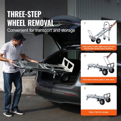 Industrial Aluminum Folding Hand Truck - Collapsible