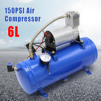 12V 150 PSI Train Horn Air Compressor Kit, 6L Tank
