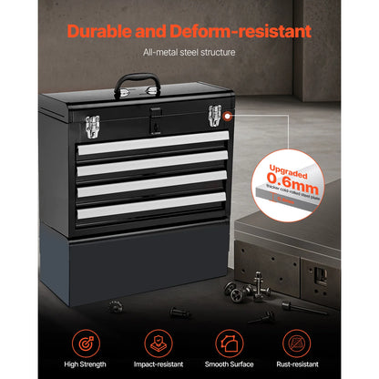 20.5" Metal Tool Box with 4 Locking Drawers