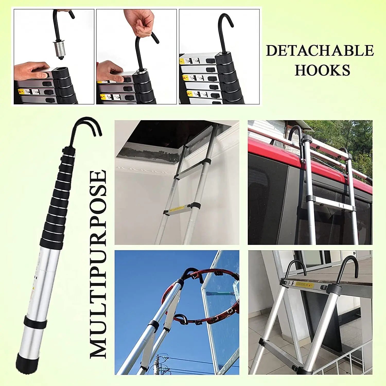 Ladder Stainless Steel Folding Ladder Portable Extendable Loft Ladder Capacity Max Load 150kg/330lb,EN131