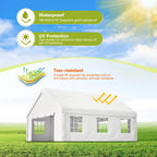 20x20FT Party Tent with 2 Storage Bags & Removable Sidewalls, Outdoor Canopy for Wedding, BBQ, Camping, Commercial Use