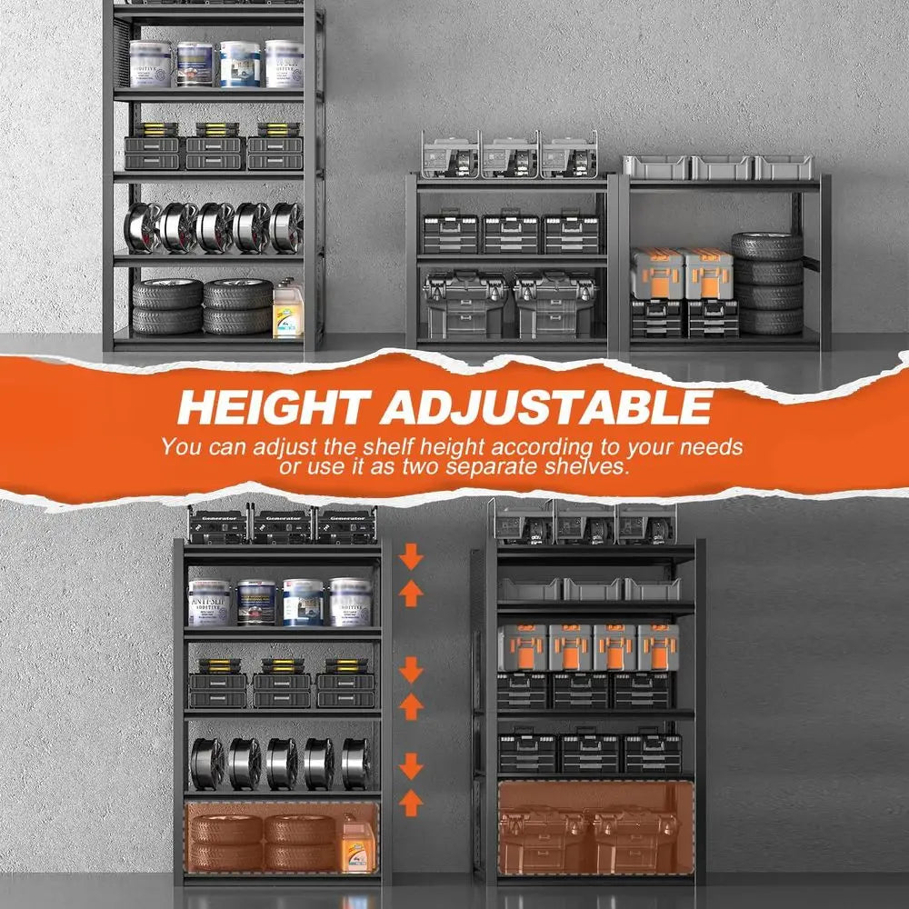 Adjustable Steel Storage Rack 72x59x23.6" - Black