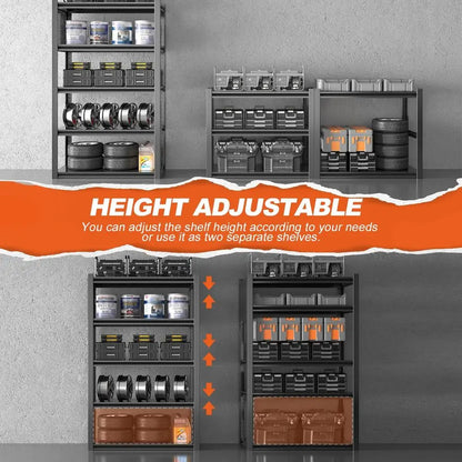 Adjustable Steel Storage Rack 72x59x23.6" - Black
