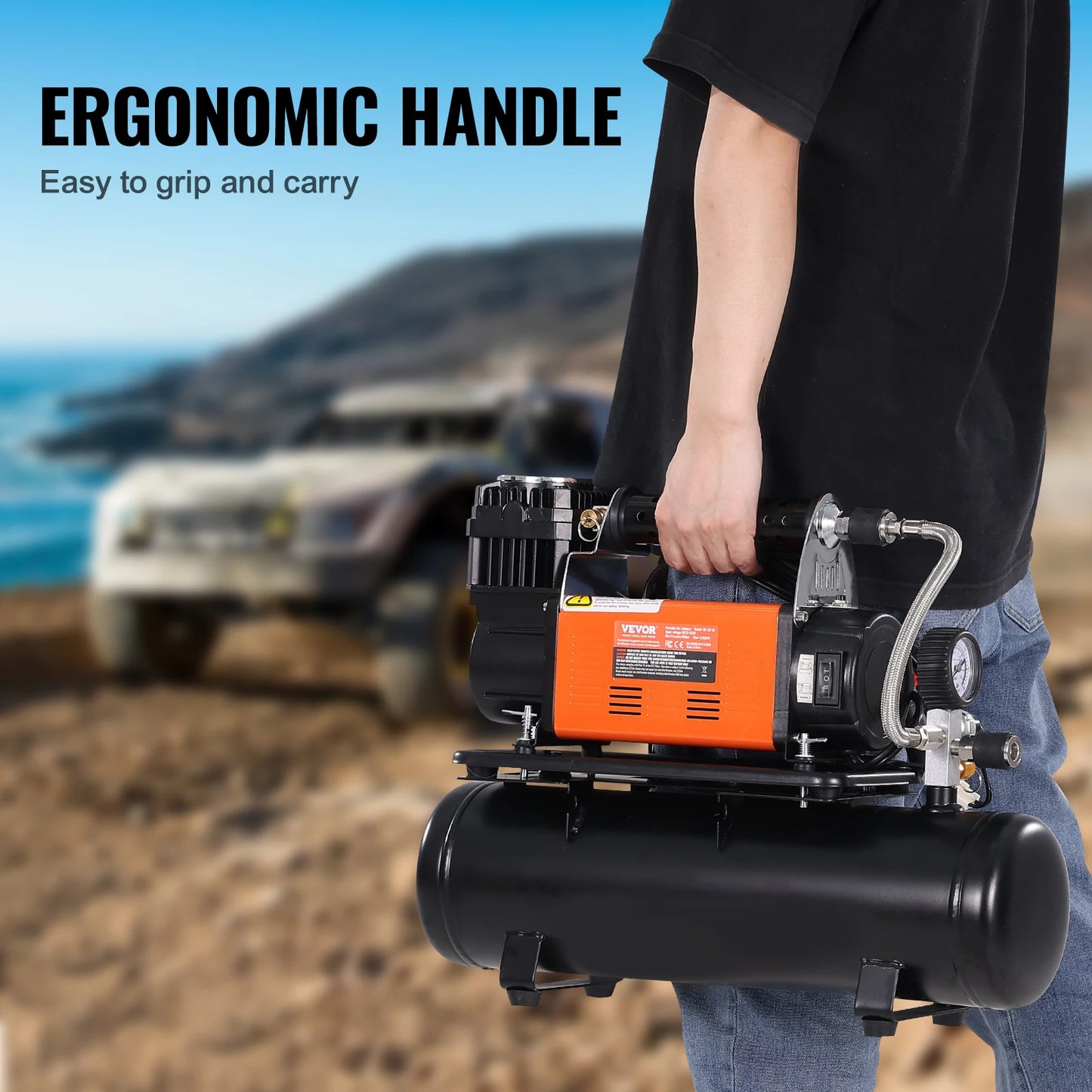 12V Heavy-Duty Offroad Tire Inflator with Digital Gauge