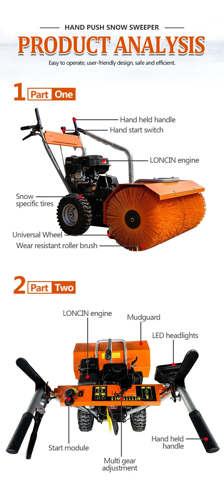 Small Fully Automatic Hand-held Snow Sweeper Municipal Sanitation Household Small Snow Sweeper