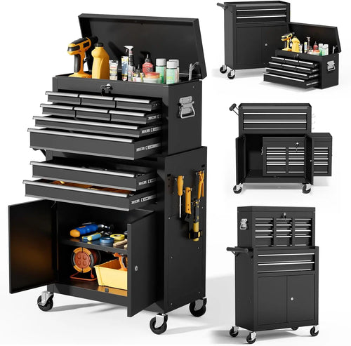 10-Drawer Rolling Tool Chest with Wheels - Garage Edition