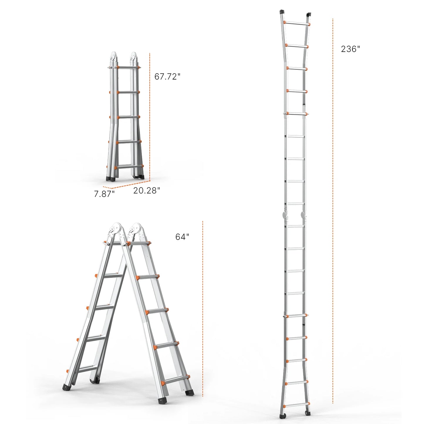 Compact A-Frame Aluminum Extension Ladder - RV