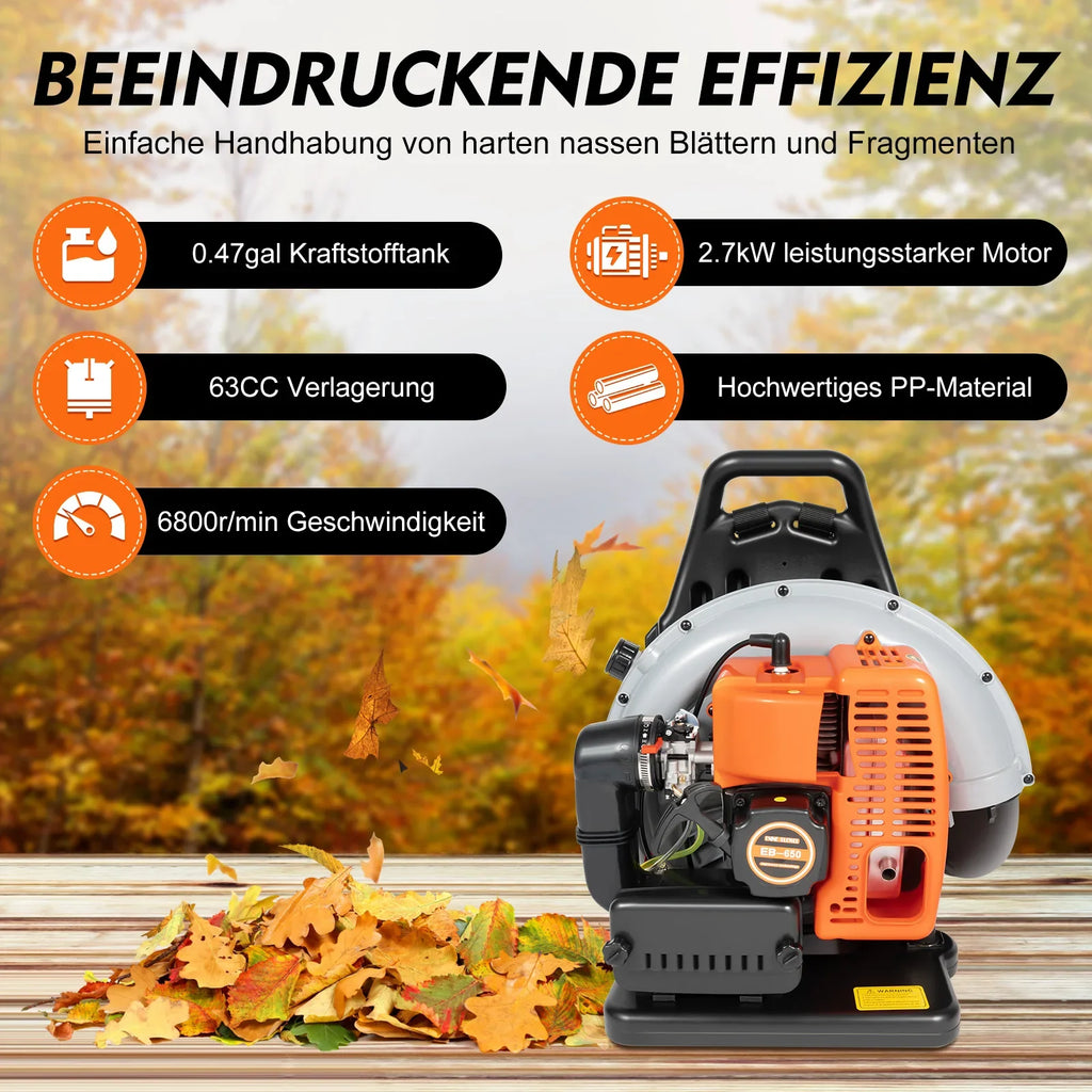 65 CC 2 Stroke Backpack Gas Powered Leaf Blower Commercial Grass Lawn Blower