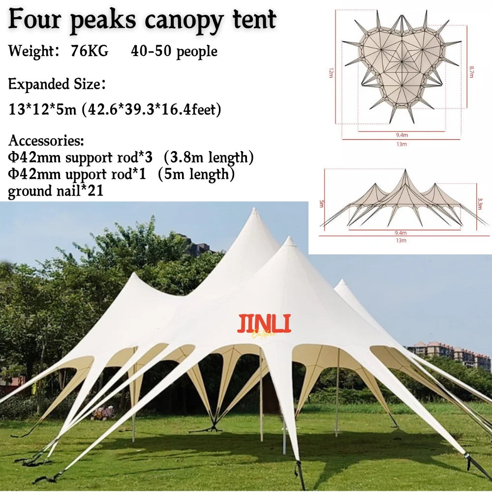 Single Double Pole Star Canopy Tents Octopus Canopy Thicken 900D Oxford Cloth Shape Stretch Canopy Outdoor Peaks Starshade Tents
