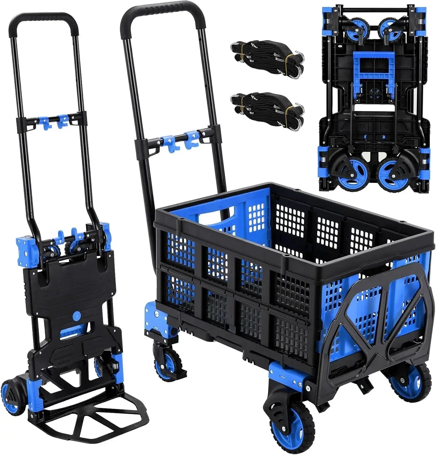 2-in-1 Folding Hand Truck with Basket, 330 lbs
