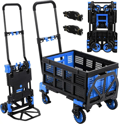 2-in-1 Folding Hand Truck with Basket, 330 lbs