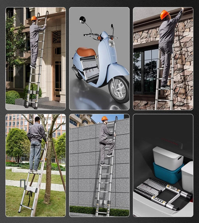 1.9-3.5M Stainless Steel Telescopic Folding Ladder