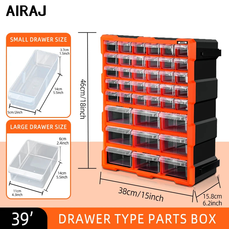 Stackable Parts Storage Box 18-60 Drawers, Clear