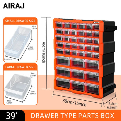 Stackable Parts Storage Box 18-60 Drawers, Clear