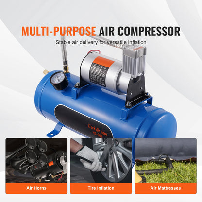 12V Train Horn Air Compressor with 3/6L Tank, 120 PSI