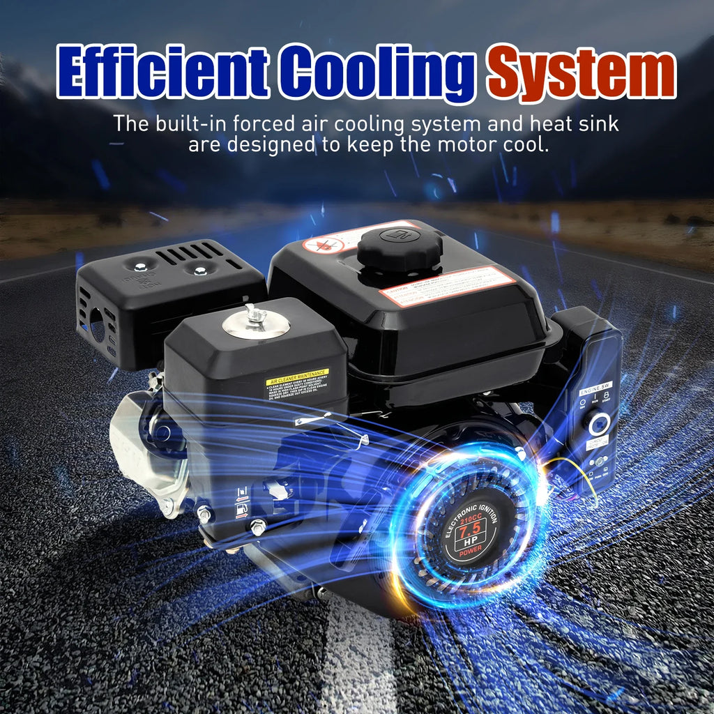 7.5HP 210cc 4-Stroke Petrol Engine With Electric Start Engine Single Cylinder for Compressor Scarifier Lawnmower Go Kart