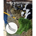 5 Tines Garden Fork Fiberglass Handle 57 in Digging Spading Pitchfork Heavy Duty