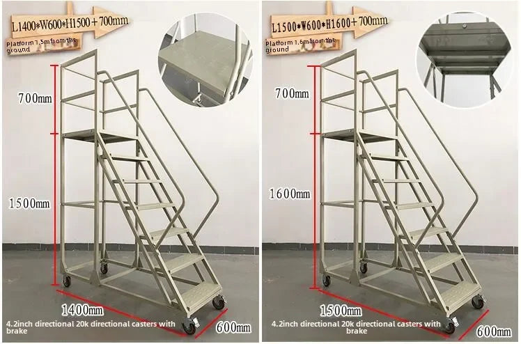 Stable Mobile Platform Step Ladder Supermarket Warehouse Pickup Wheel Ladder Step Climbing Car Home Furniture Climbing Ladder