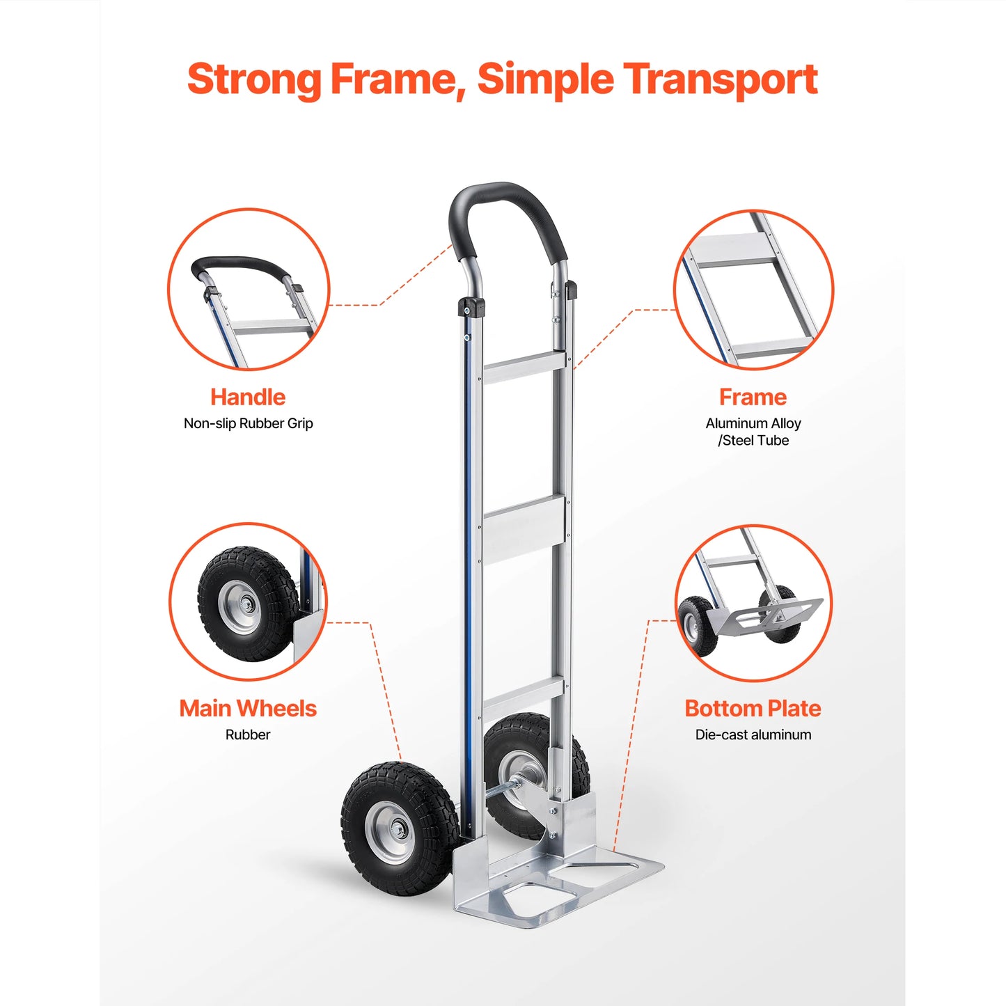 Hand Truck Dolly 500 lbs with Non-Slip Wheels