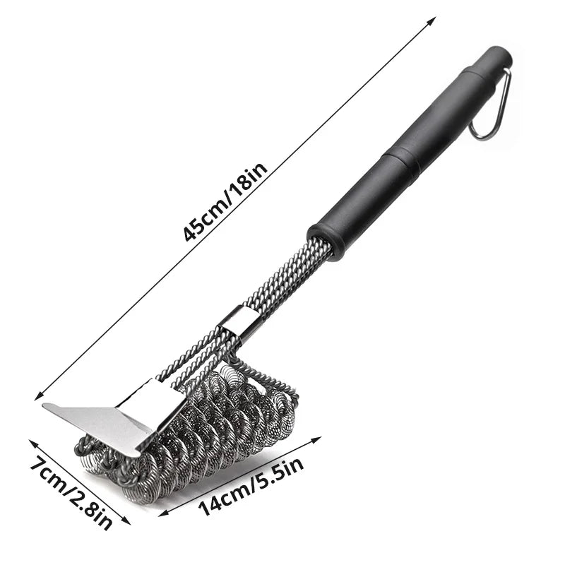 Safe Grill Brush - Bristle Free BBQ Grill Brush - Rust Resistant Stainless Steel Barbecue Cleaner - Great Grilling Accessories