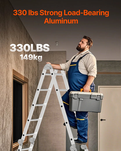 7-in-1 Multi-Purpose Folding Ladder - A-Frame Telescoping