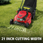 Gas Powered 21Inch 144cc Engine 2in1 WalkBehind Push Lawn Mower for Large Yard Maintenance Oil Included Ideal for Residential a