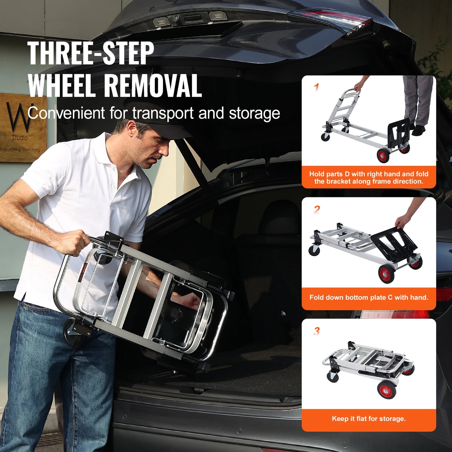 Heavy Duty Aluminum Folding Hand Truck - Warehouse