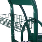 Heavy-Duty Movable Steel Gaeden Tool Cart Garden Hose Reel Cart With Basket Amd 4 Wheels For Garden Watering