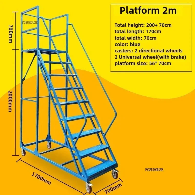 Stable Mobile Platform Step Ladder Supermarket Warehouse Pickup Wheel Ladder Step Climbing Car Home Furniture Climbing Ladder