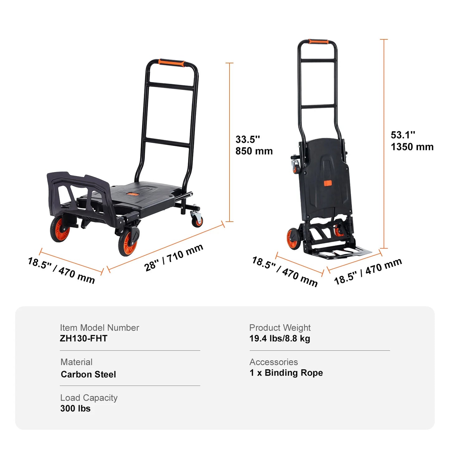 Heavy Duty Aluminum Folding Hand Truck - Warehouse