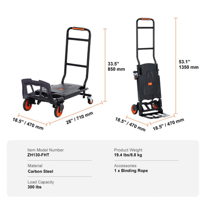 Heavy Duty Aluminum Folding Hand Truck - Warehouse