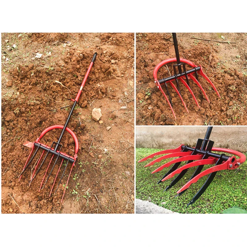 Digging soil pine artifact artificial land reclamation tool steel fork hoe agricultural loose soil tool