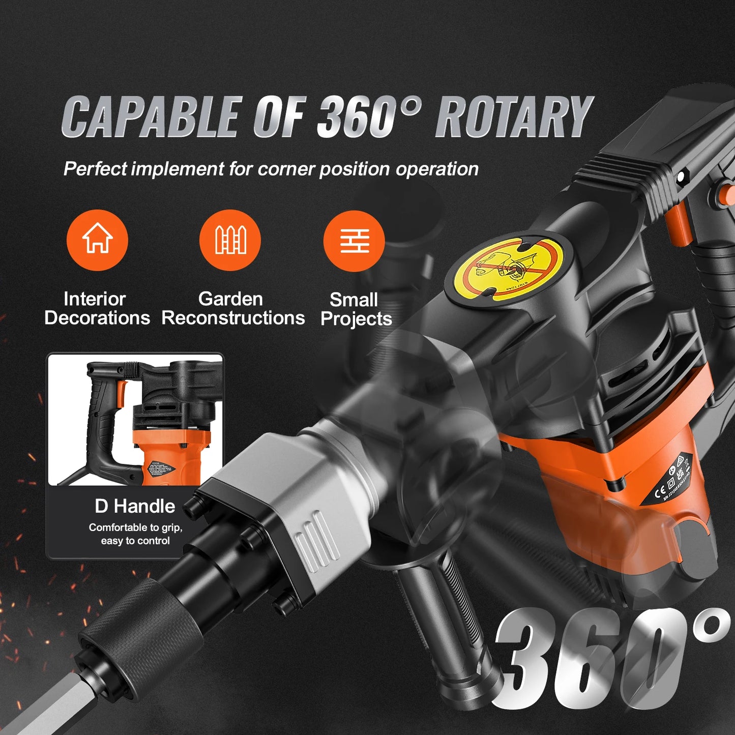 1400W Electric Demolition Jack Hammer 2900 BPM