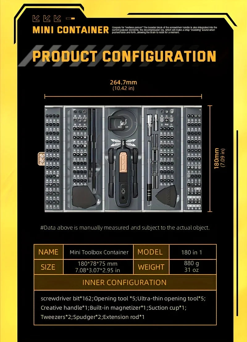 180-in-1 Precision Screwdriver Set with Magnetic Bits