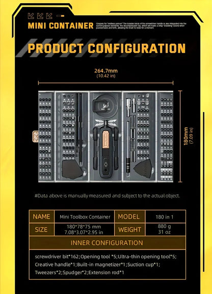 180-in-1 Precision Screwdriver Set with Magnetic Bits